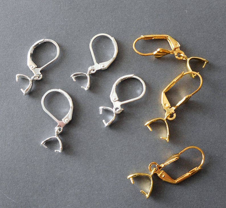 20pcssilver Tone Lever Back Earring Hoop W/ Pinch Bailmore Etsy