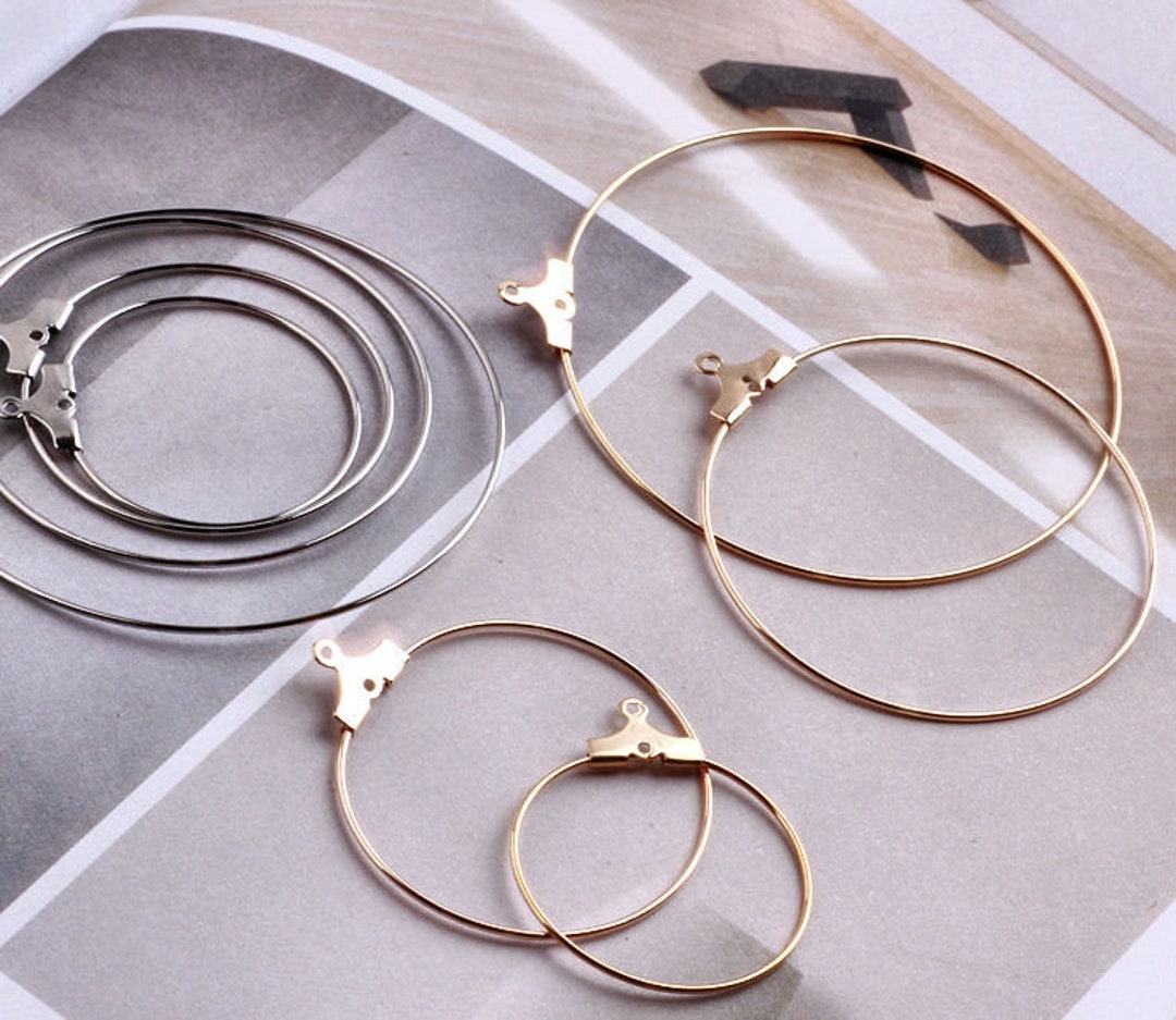 2pcs-pick the Size-gold Tone Round Earring Loop-more Sizes, Silver Tone ...
