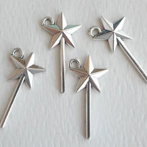 8pcs-silver tone Magic Wand charm, fairy wand charm, child charm, kids charm, DIY jewelry for girl