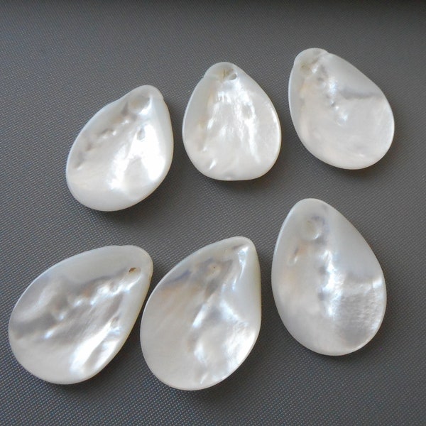 5pcs-shiny side drilled natural white MOP mother of pearl shell teardrop beads, MOP shell teardrop pendant