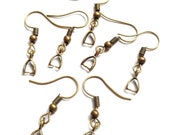20pcs, 10pairs-bronze tone Ear wire, Earring Hooks with Pinch Bail-silver, rose gold available