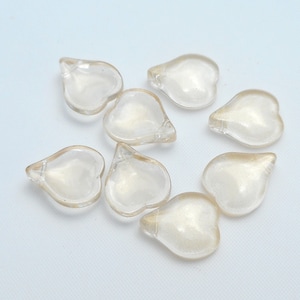 10pcs-15mmX12mm champagne flower petal beads w/ gold shimmer, Czech glass beads