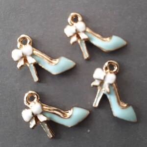 6pcs-enamel high heel blue shoe Charm-You pick the color