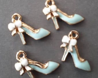 6pcs-Small enamel high heel shoes Charm for jewelry making, Dangle Crafts Supplies-more colors
