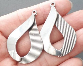 2pcs-1.5" teardrop earring drop-Stainless steel tear drop charm