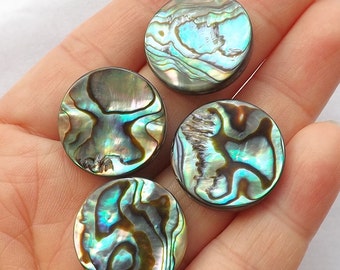 2 pieces-double sides-20mm Genuine Abalone Paua shell  round disc beads,earring beads,bracelet beads