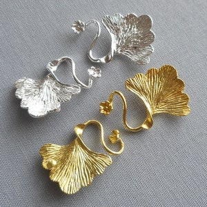 1 Sets,2 Stück-4-Strang Ginkgo Blatt Verschlüsse, Blatt Verbinder-Pick gold oder silber