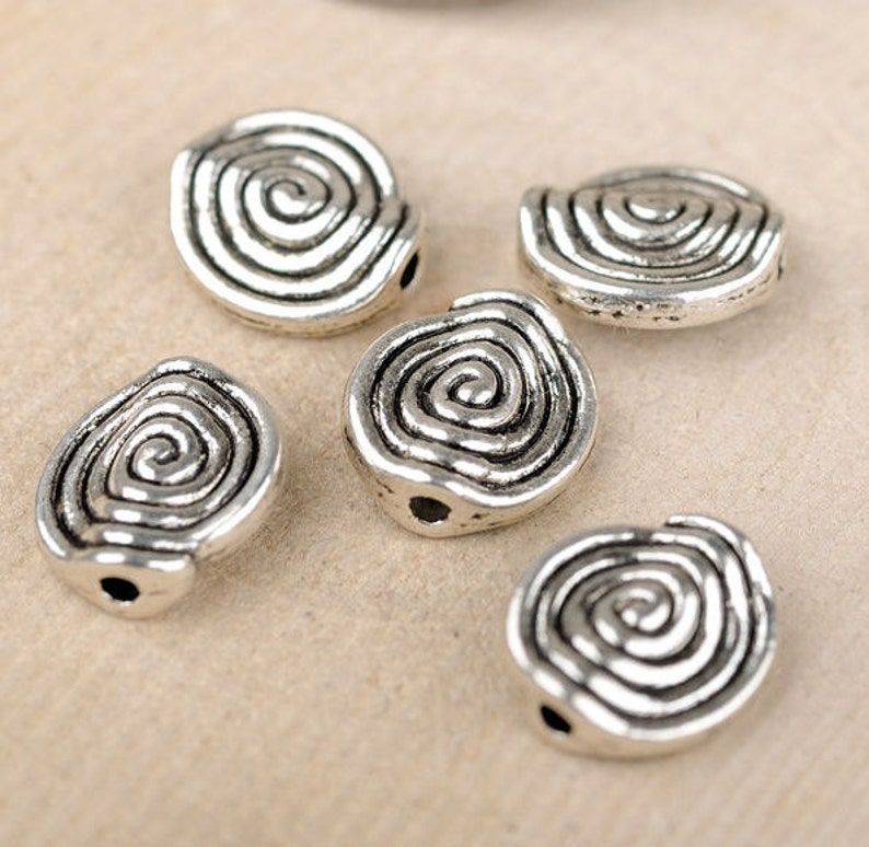 8pcs-2 side silver tone spiraling beads,spacer beads stopper beads-bronze tone available