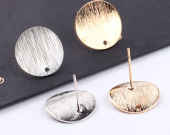 4pcs, 2 Pairs minimalist Earring Post with 1 loop 18mm curved round disc-pick the color