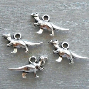 10pcs-3D silver tone Dinosaur charm,toy charm-bronze available