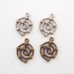 8pcs-silver tone Spiral with stars charm-bronze tone available image 5