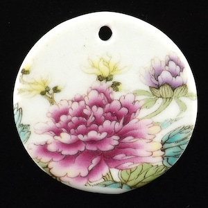 Mutli color Peony-Art porcelain/ceramic Pendant focal bead,45mmX45mm