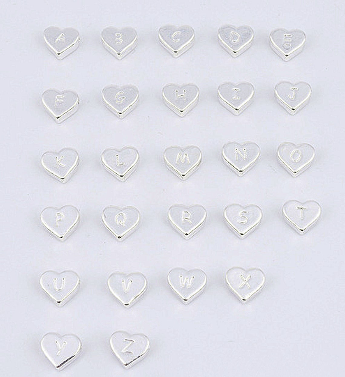26 Alphabet Letters Set-10mmx10mm Gold Tone Heart Shape Letter Beads ...
