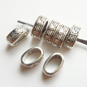 6pcs-11mm gran agujero plateado tubo espaciador, tapón de tubo, tapón de cable de cuero