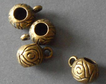 8pcs--small brass bail, big hole bail, bracelet charm bail