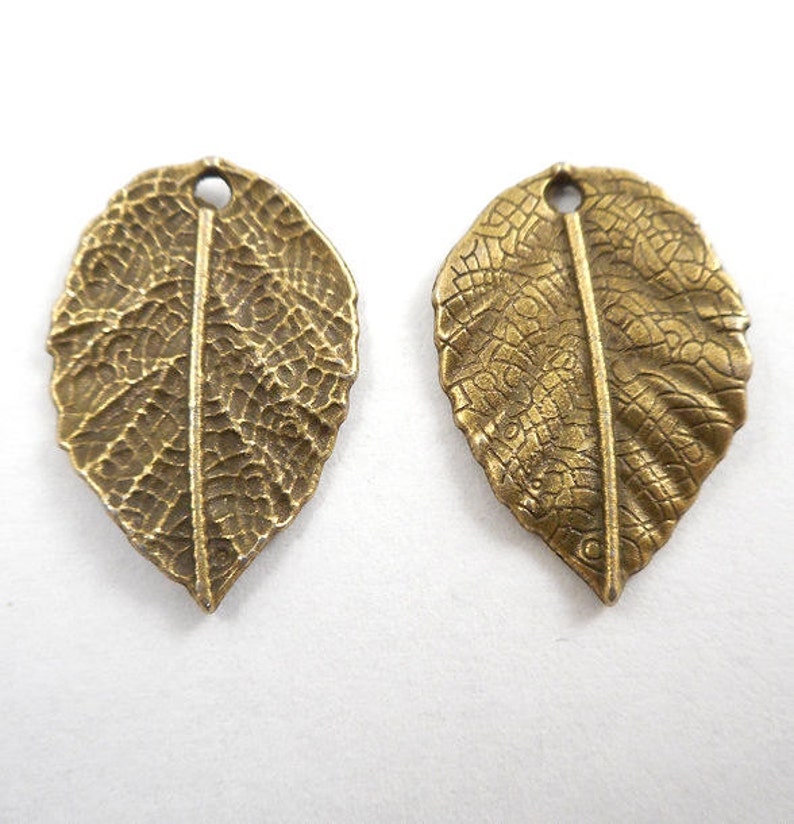 8pcs15mmx11mm Leaf W/ Veins2 Sidesantique Brass Metal Leaf Etsy