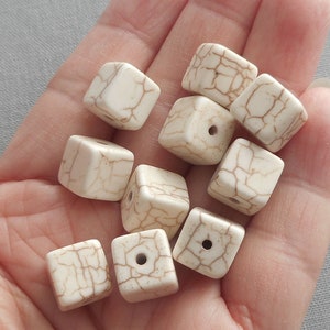 8pc-10mmX10mm chunky white Turquoise, white Howlite gemstone cube beads