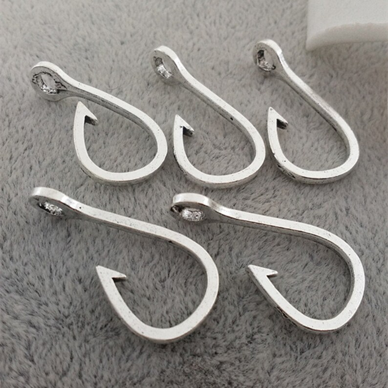 5 Sets 10pcs fish hook clasp hook toggle-Antique silverTibetain silver bracelet toggle jewelry findings-A 5371