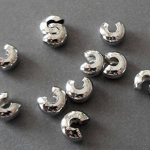 40pcs-2mm hole Crimp Beads, Silver Tone spacer Beads image 1