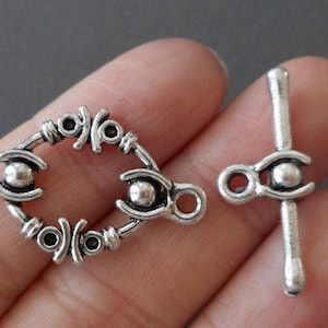 3 Sets, 6pcs-silver OT toggle-Antique silver/Tibetain silver bracelet toggle jewelry findings