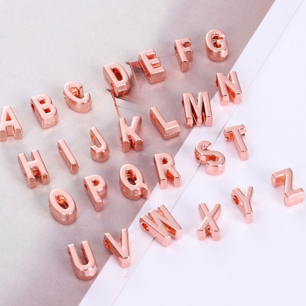 26 Alphabet Letters set-2.5mm hole Rose gold 3D letter beads-more colors