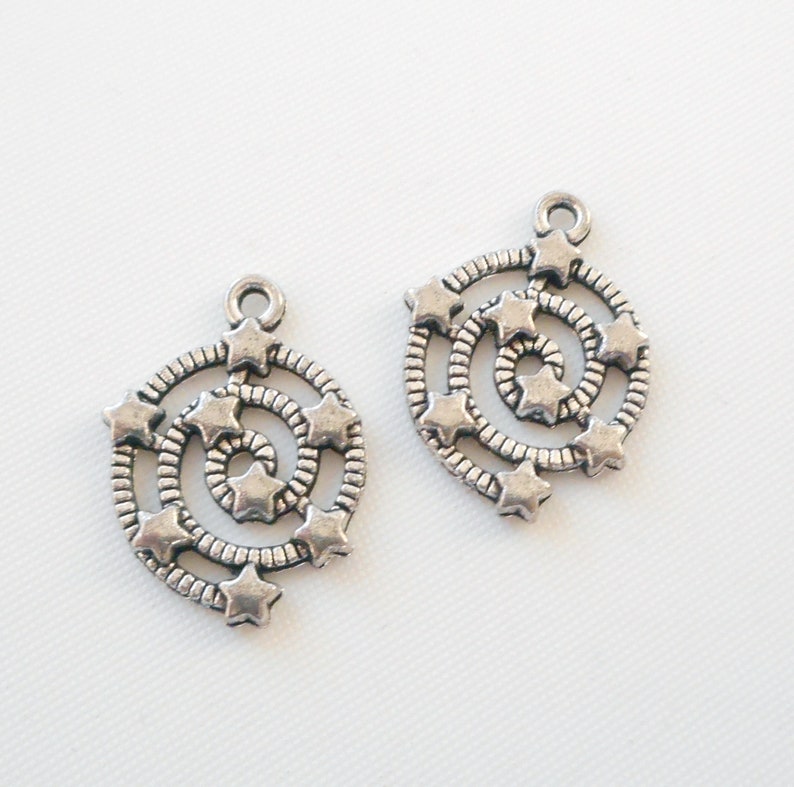 8pcs-silver tone Spiral with stars charm-bronze tone available image 2