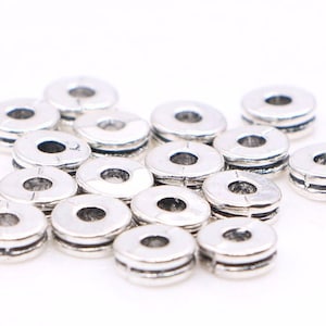 20pcs-6mm coin space beads-silver tone coin beads