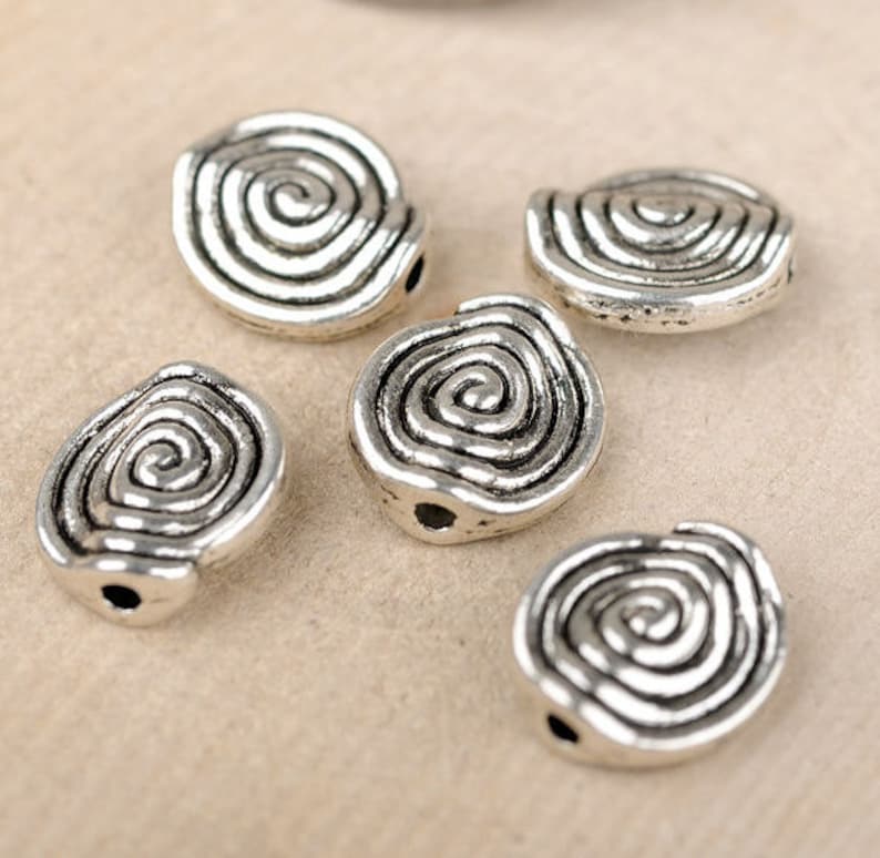 8pcs-2 side silver tone spiraling beads,spacer beads stopper beads-bronze tone available