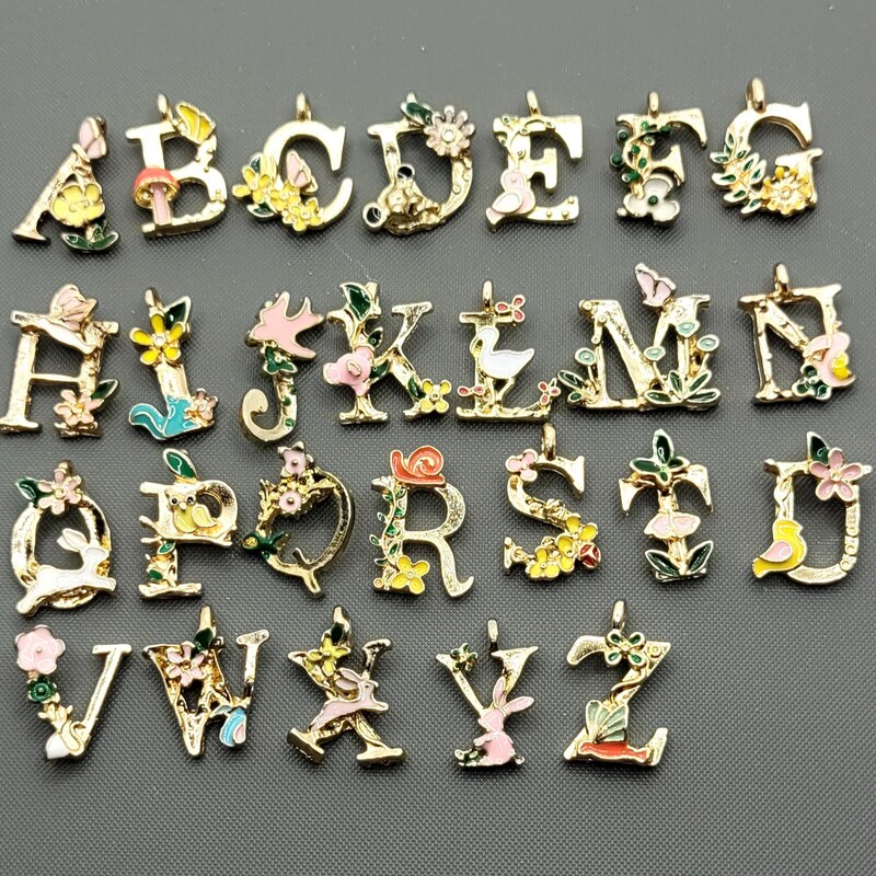 Enamel Letter Charms - Etsy