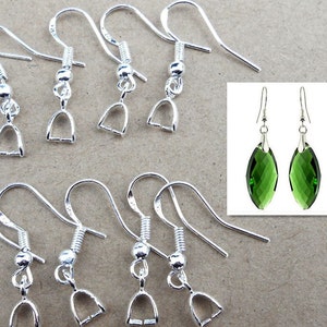 20pcs, 10pairs-bronze tone Ear wire with Pinch Bail, Earring Hooks for Dangle Earrings -silver, rose gold available image 3