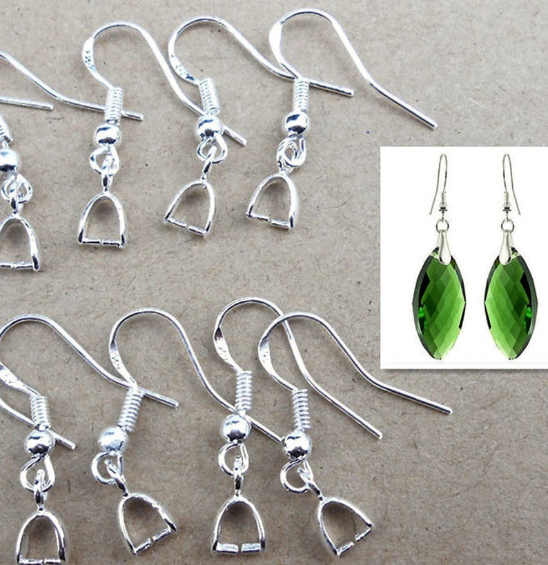 20pcs, 10pairs-bronze tone Ear wire with Pinch Bail, Earring Hooks for Dangle Earrings -silver, rose gold available image 3