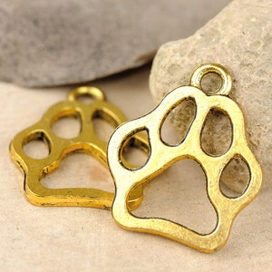 6pcs-gold tone Bear Paw charms, gold tone dog foot charm