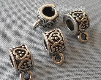 6pcs--antique Silver bails, pendant connector, charm holder, necklace finding