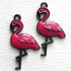 4pcs-1.25&quot; enamel rose pink flamingo charm-more colors