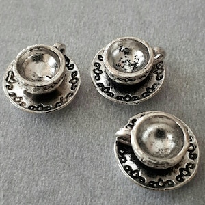6 Stück sehr niedliche 3D Teetasse Charme-Silber Ton Kaffeetasse Charme
