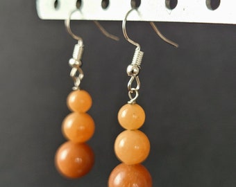 1" Handmade Red Aventurine Graduated Beads Earrings