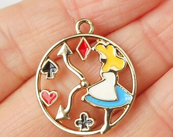 6pcs-Poker charm, Girl charm-enamel blue skirt Charm-more colors