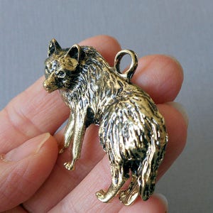 2&quot; Wolf pendant- bronze tone Wolf charm pendant-silver tone available