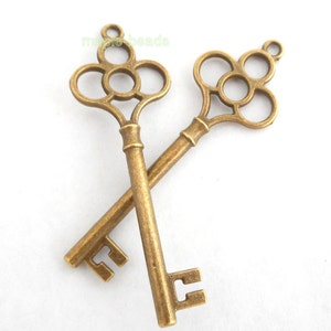 1pc-2&quot; large bronze tone Key pendant, bronze tone key charm, DIY Key necklace
