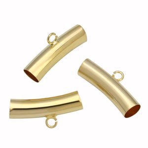 6pcs-25mmX6mm- 1 loop  gold tone  pendant connector, tube spacer