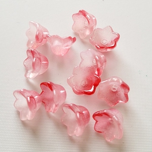 8pcs-Pink Glass Flower Bead Caps, DIY Minimalist Earrings
