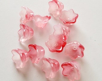 8pcs-Pink Glass Flower Bead Caps, DIY Minimalist Earrings