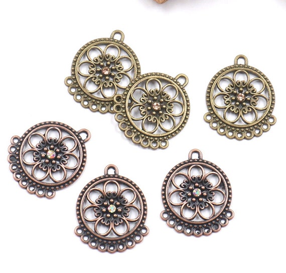 earring connector 4pcs,2 pairs-2 loop charm-1.5/" bohemian earring charm