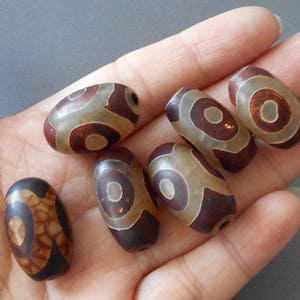 2pcs-chunky 16mmX12mm Tibetan Natural veins Agate gemstone big hole barrel beads