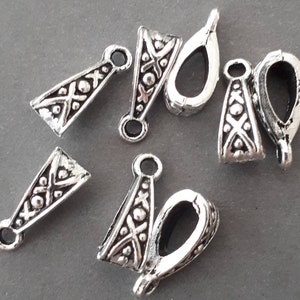 10pcs--Silver tone pendant bails, pendant connector, pendant holder, necklace finding