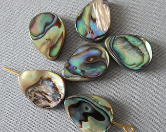 4pcs-2 sided-14mmX10mm Genuine Abalone Paua shell teardrop beads, earring beads, bracelet beads