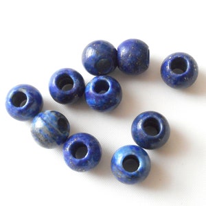 2 Stück-5 mm Großloch Perlen, 12 mm Lapis Lazuli Edelstein Perlen im europäischen Stil