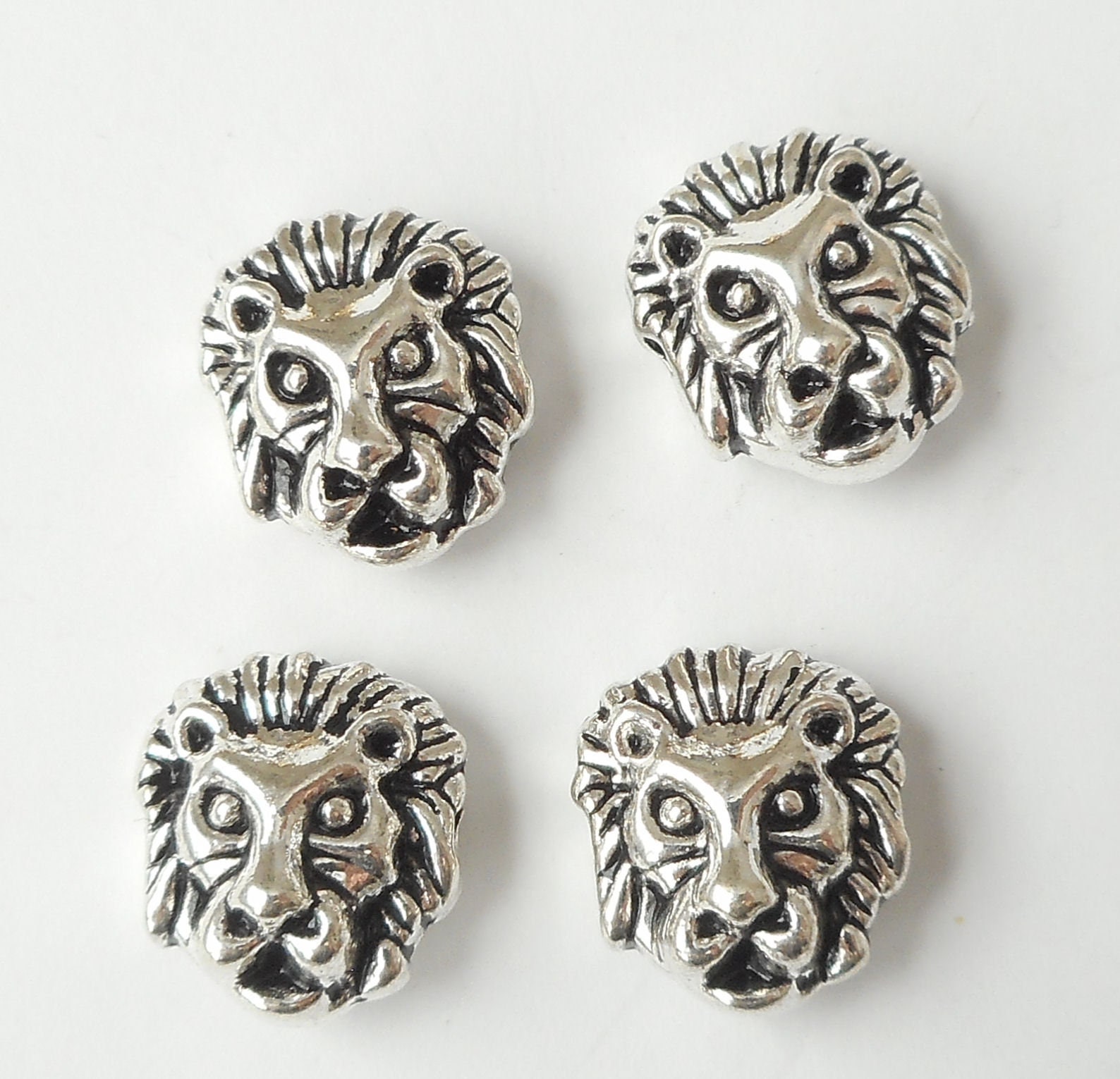 4pcs-Lion head charm space beads lion head stopper beads-pick | Etsy