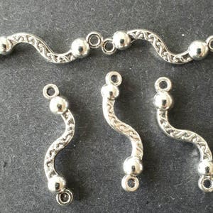 10 szt. - 2 pętle srebrnego łącznika, łącznik kolczyka, łącznik wisiorka - elementy w kolorze antycznego srebra