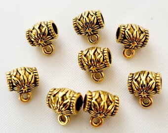 8pcs--small bail, gold tone bail pendant connector